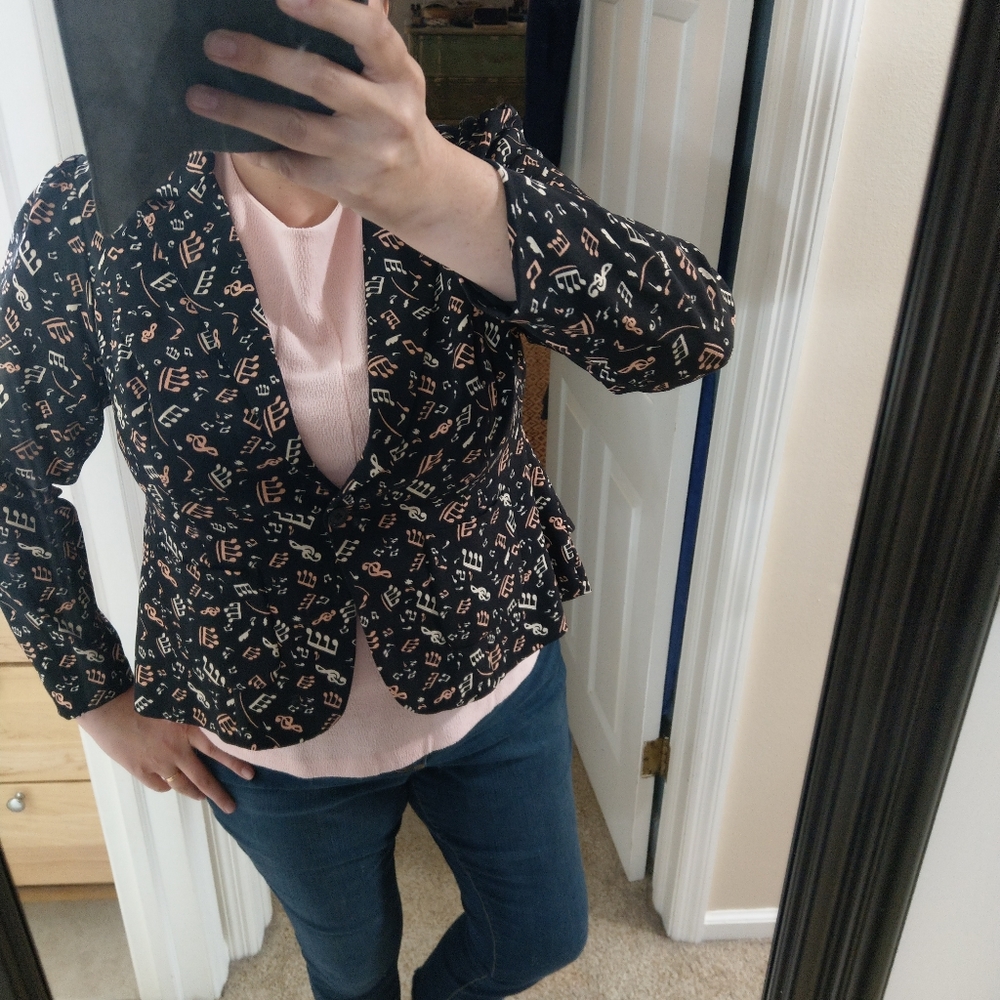 ModCloth Stargazing Splendor 1X Blazer Jacket in Jazz Musical Note